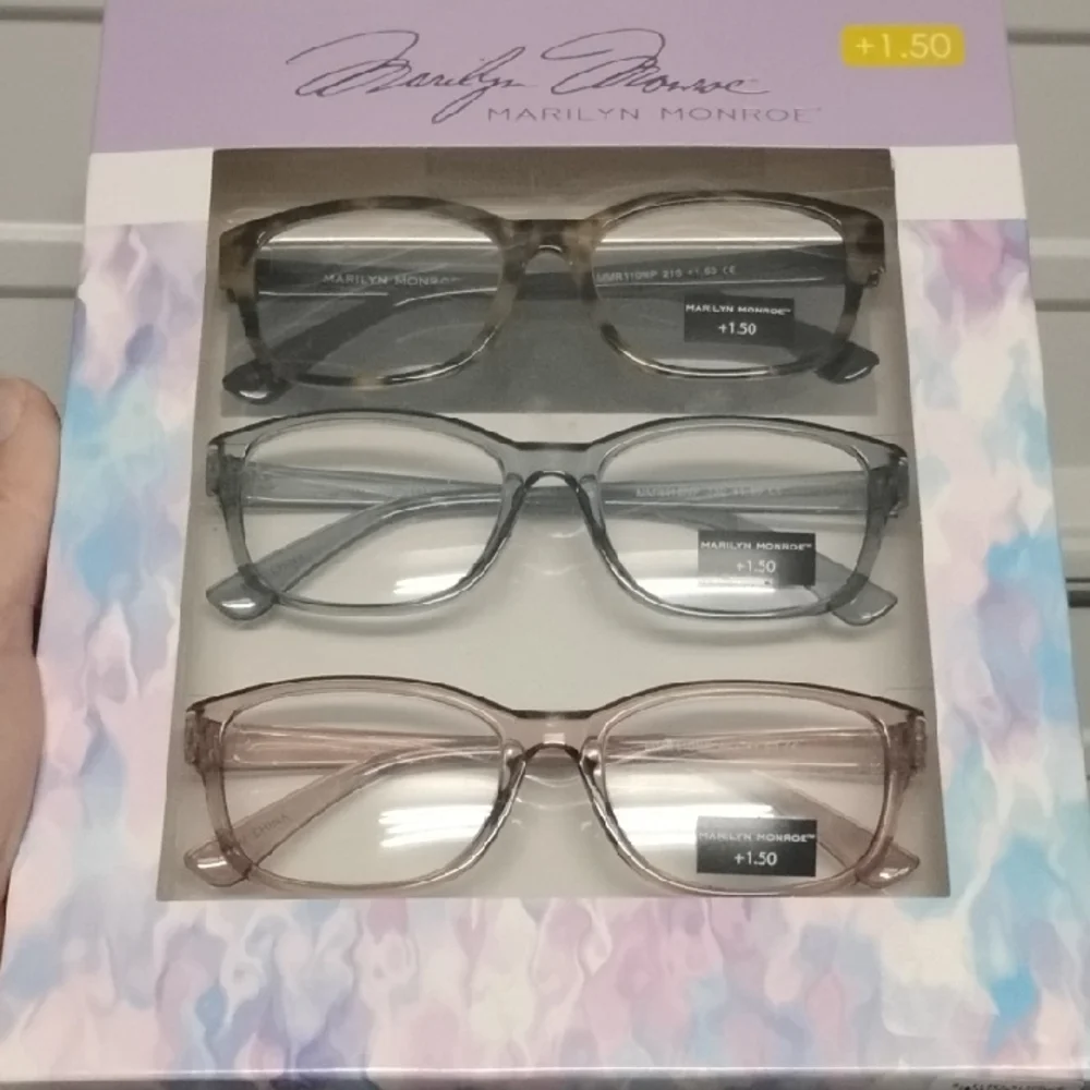 Marilyn Monroe Reading Glasses 3-Pack in Tortoiseshell, Light Blue, Blush +1.50